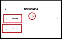 choose sim to active call barring 